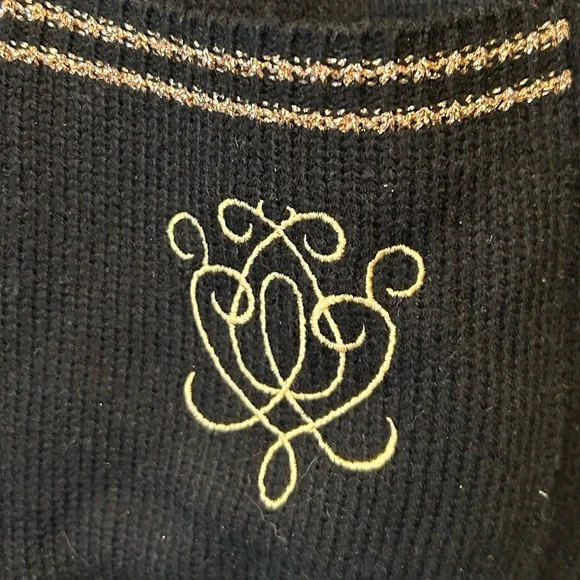 Vintage Sears V-Neck Cardigan with Gold Buttons and Metallic Trim - Picture 8 of 12